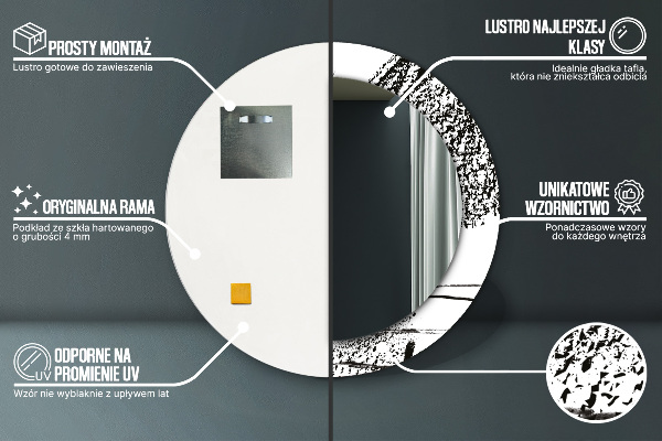 Ronde spiegel met bedrukte lijst Graffiti-patroon