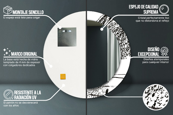 Ronde spiegel met bedrukte lijst Graffiti-patroon