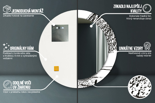 Ronde spiegel met bedrukte lijst Graffiti-patroon