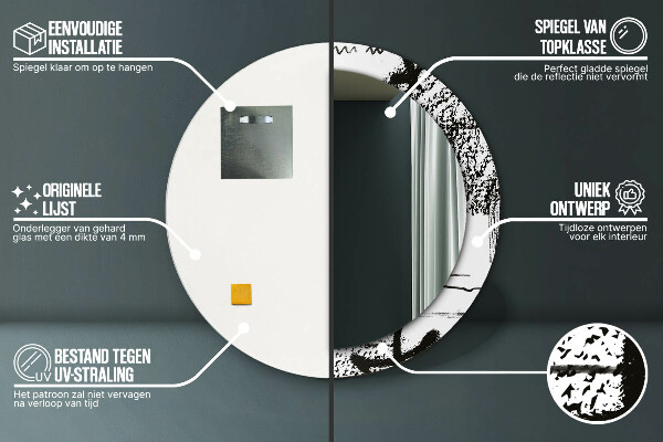 Ronde spiegel met bedrukte lijst Graffiti-patroon