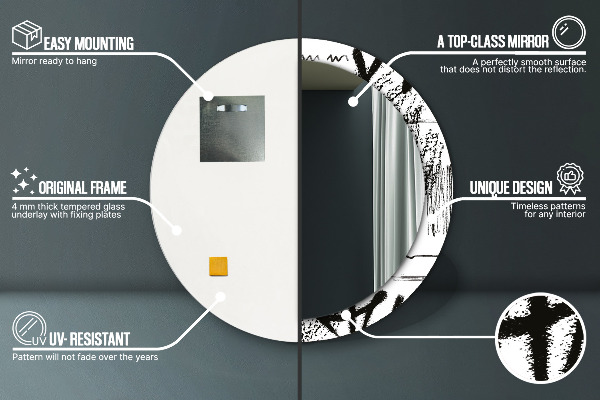Ronde spiegel met bedrukte lijst Graffiti-patroon