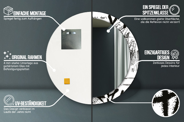 Ronde spiegel met bedrukte lijst Graffiti-patroon