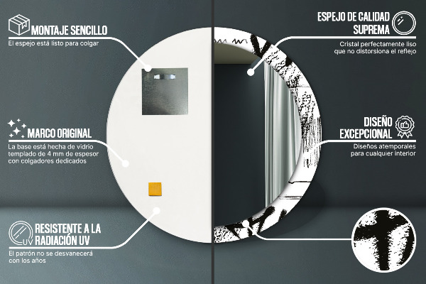 Ronde spiegel met bedrukte lijst Graffiti-patroon