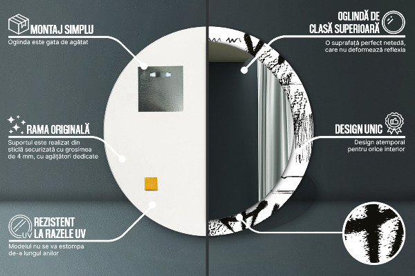 Ronde spiegel met bedrukte lijst Graffiti-patroon