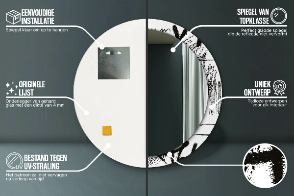 Ronde spiegel met bedrukte lijst Graffiti-patroon