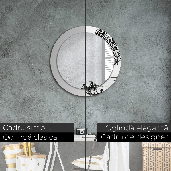 Ronde spiegel met bedrukte lijst Graffiti-patroon