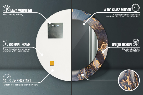 Ronde wandspiegel met print Abstracte vloeistof