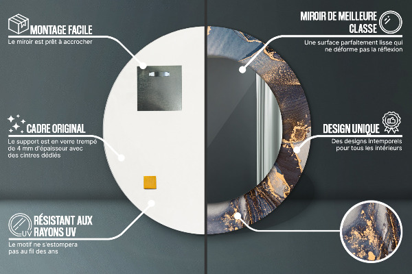Ronde wandspiegel met print Abstracte vloeistof