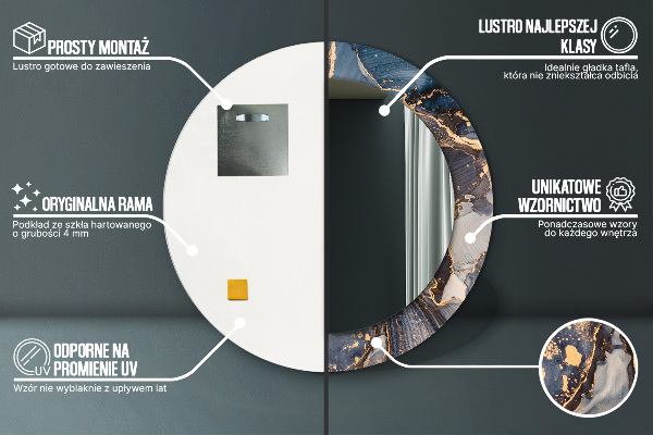 Ronde wandspiegel met print Abstracte vloeistof