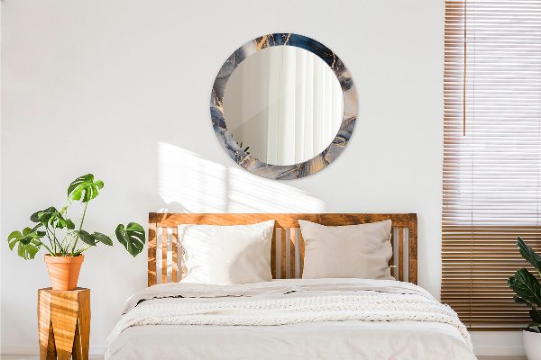 Ronde wandspiegel met print Abstracte vloeistof