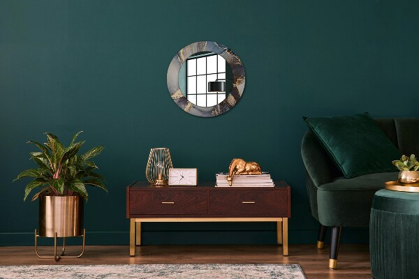 Ronde wandspiegel met print Abstracte vloeistof