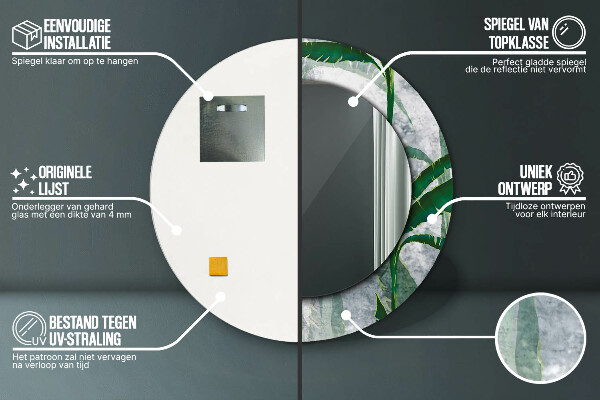 Bedrukte ronde spiegel Tropische bladeren