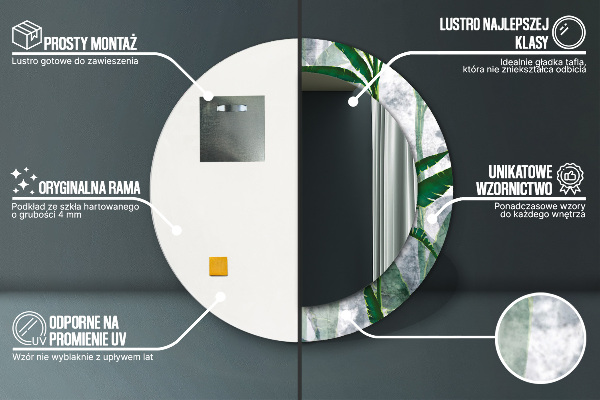 Bedrukte ronde spiegel Tropische bladeren