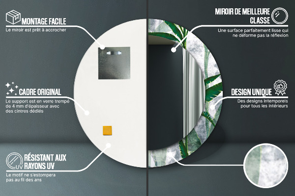 Bedrukte ronde spiegel Tropische bladeren