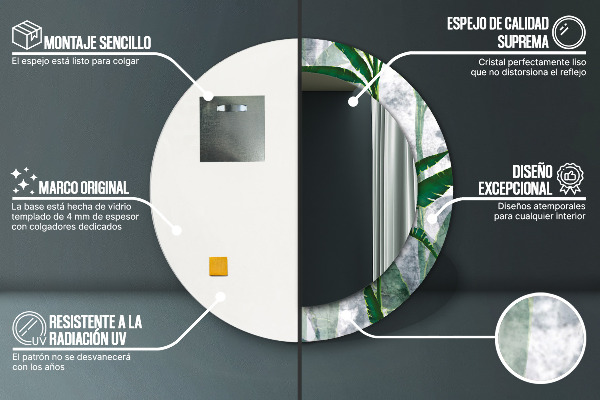 Bedrukte ronde spiegel Tropische bladeren