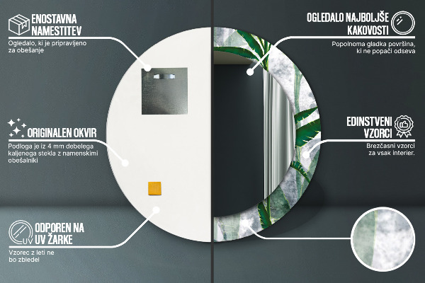 Bedrukte ronde spiegel Tropische bladeren