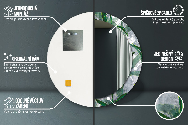 Bedrukte ronde spiegel Tropische bladeren