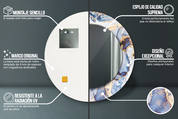 Ronde spiegel met decoratie Abstracte vloeibare kunst