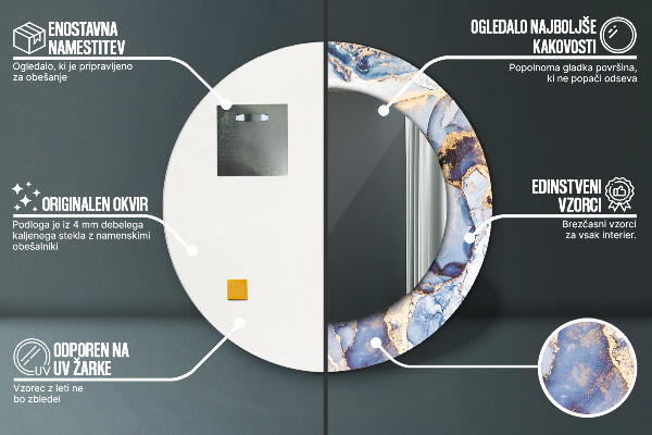 Ronde spiegel met decoratie Abstracte vloeibare kunst