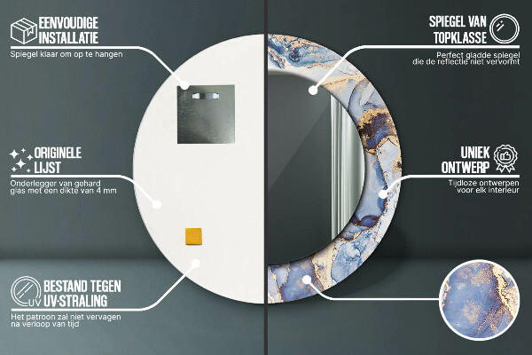 Ronde spiegel met decoratie Abstracte vloeibare kunst