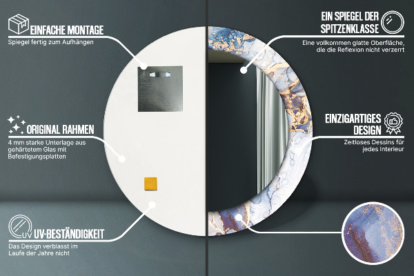 Ronde spiegel met decoratie Abstracte vloeibare kunst