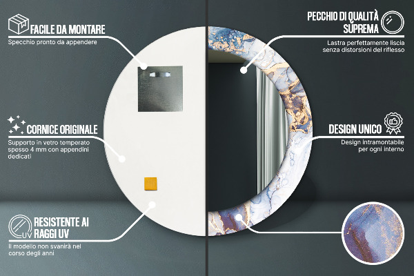 Ronde spiegel met decoratie Abstracte vloeibare kunst