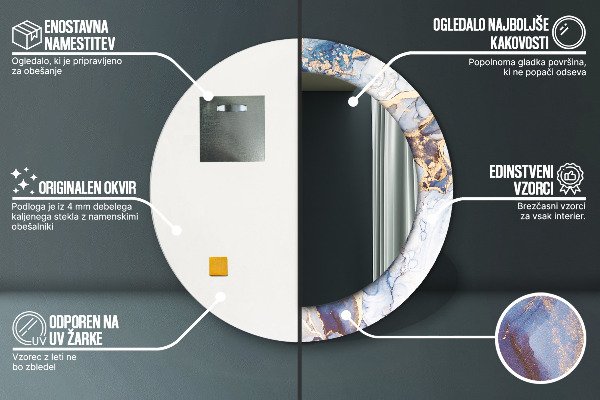 Ronde spiegel met decoratie Abstracte vloeibare kunst