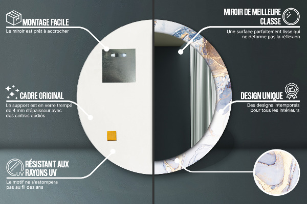 Ronde spiegel met decoratie Abstracte vloeibare kunst