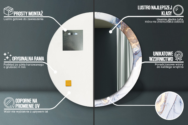 Ronde spiegel met decoratie Abstracte vloeibare kunst