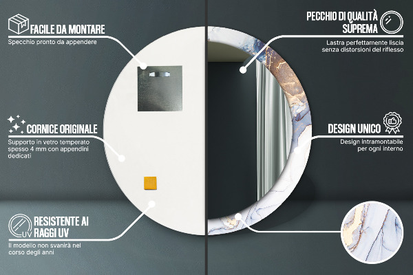 Ronde spiegel met decoratie Abstracte vloeibare kunst