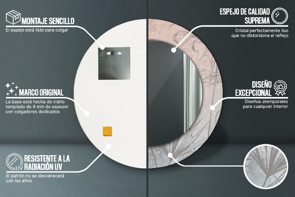 Ronde wandspiegel met print Tropische bloemen