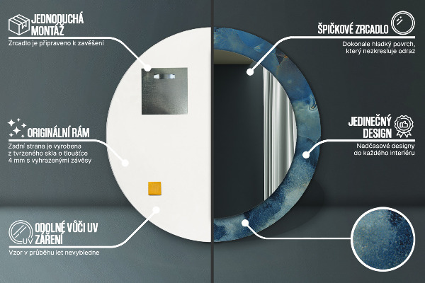 Bedrukte ronde spiegel Onyx-marmer