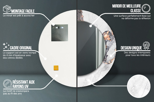 Ronde wandspiegel met print Abstracte vloeistof