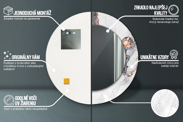 Ronde wandspiegel met print Abstracte vloeistof