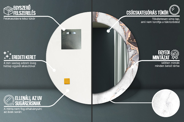 Ronde wandspiegel met print Abstracte vloeistof