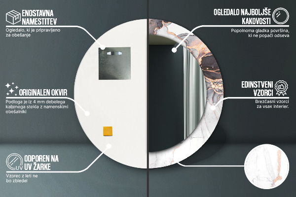 Ronde wandspiegel met print Abstracte vloeistof