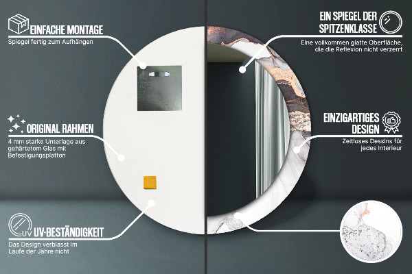 Ronde wandspiegel met print Abstracte vloeistof