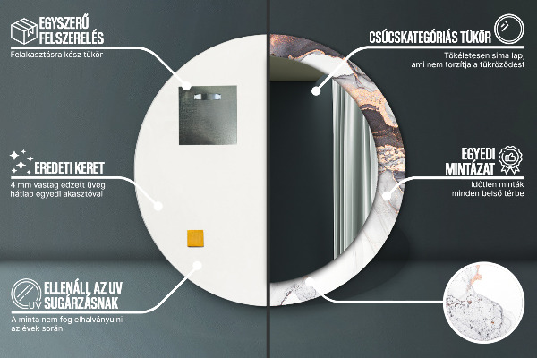 Ronde wandspiegel met print Abstracte vloeistof