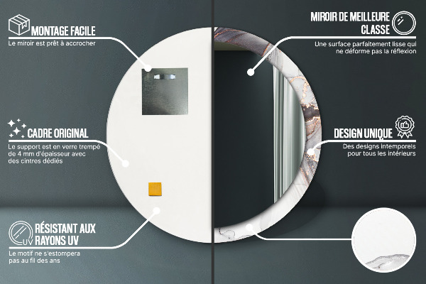 Ronde wandspiegel met print Abstracte vloeistof