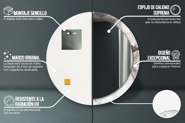 Ronde wandspiegel met print Abstracte vloeistof