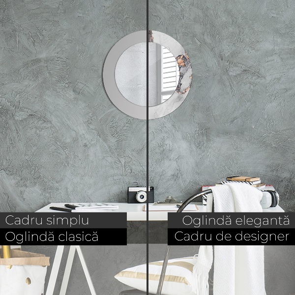 Ronde wandspiegel met print Abstracte vloeistof