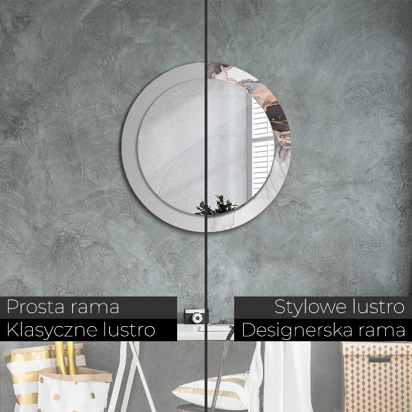 Ronde wandspiegel met print Abstracte vloeistof