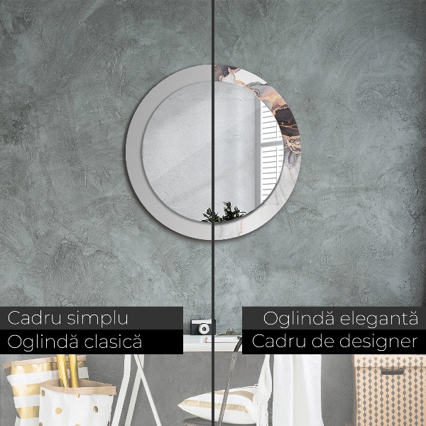 Ronde wandspiegel met print Abstracte vloeistof