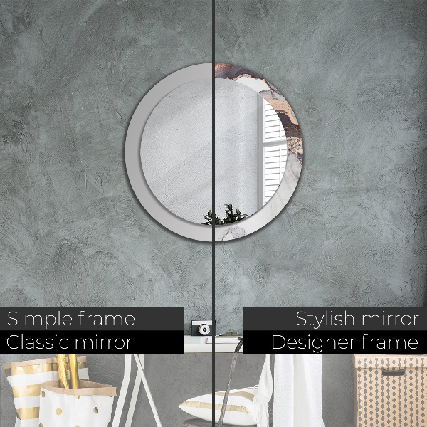 Ronde wandspiegel met print Abstracte vloeistof