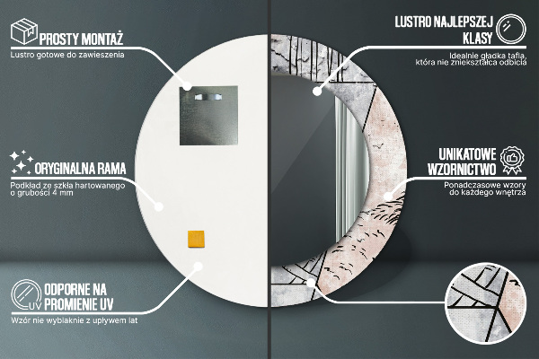 Ronde spiegel met decoratie Abstracte dieren