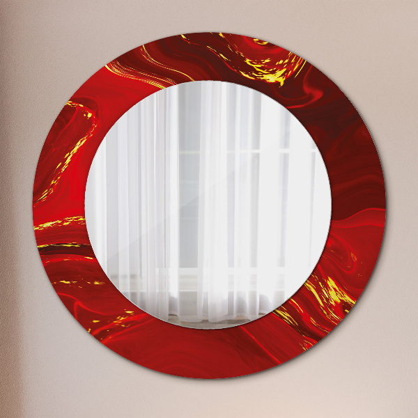 Ronde wandspiegel met print Rood marmer