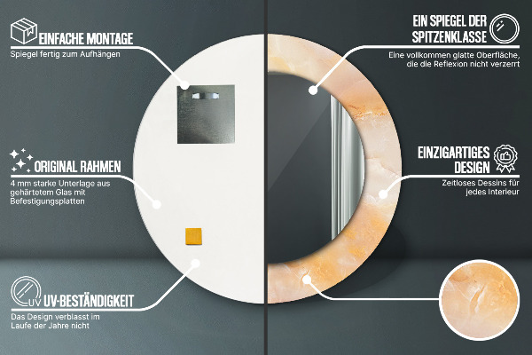 Ronde spiegel met decoratie Onyx-marmer