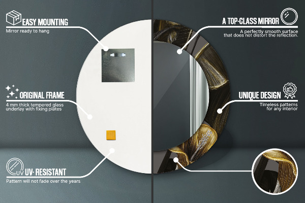 Ronde spiegel met decoratie Hibiscusbloemen