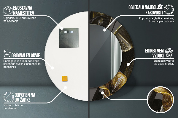 Ronde spiegel met decoratie Hibiscusbloemen