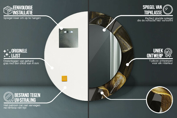 Ronde spiegel met decoratie Hibiscusbloemen